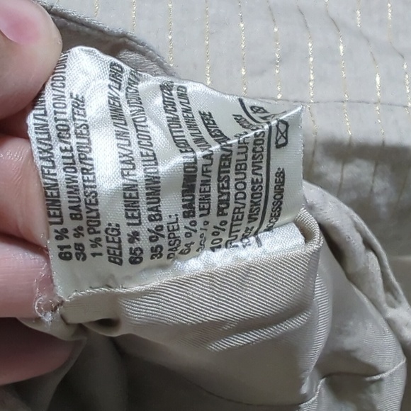 Louis Feraud Womens Blazer Jacket Linen Cotton Cropped‎ Khaki Gold Military Sz 6 - Picture 7 of 9